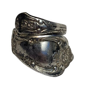 Vtg 1950 Wm Rogers Silver Plated Spring Charm Spoon Ring Size 6